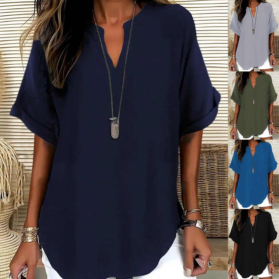 Women's Solid Casual Ice Silk Shirt