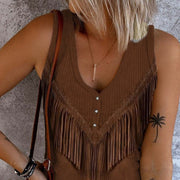 Spring & Summer Women's Casual V-Neck Vest with Abstract Printing