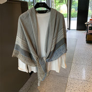 Thin Silk Scarf for Summer - Large Plaid Shawl