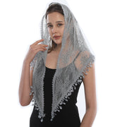 Monochrome Lace Triangle Shawl for Women