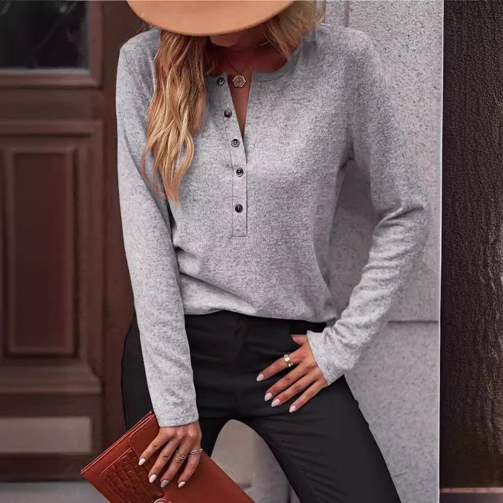 Chic Solid Color Hollow Long Sleeve Leisure Shirt
