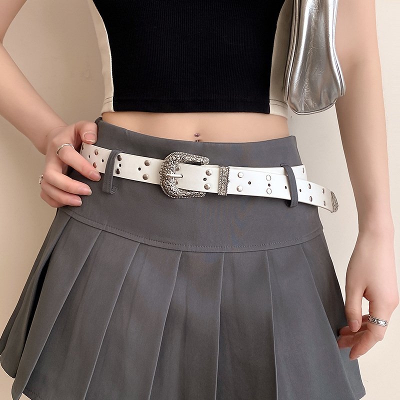 Women's Retro Silver Alloy Buckle Belt
