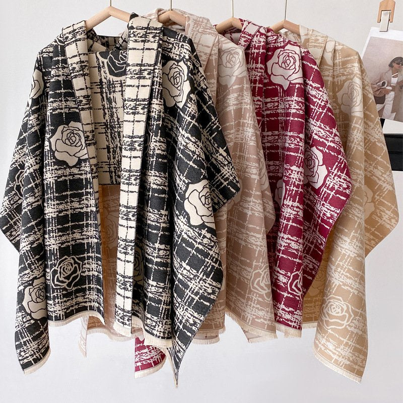 Double-Sided Cashmere Scarf with Tassel