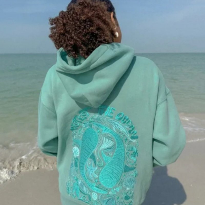 Cozy Lake Blue Hoodie for Women