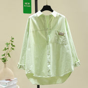 Women's Casual Cotton Long-Sleeve Loose Cardigan Shirt