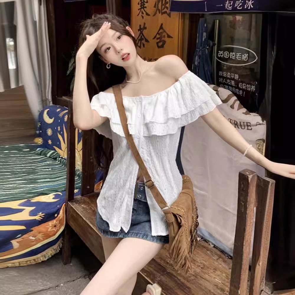 Plus Size Off-Shoulder Slim Fit Blouse