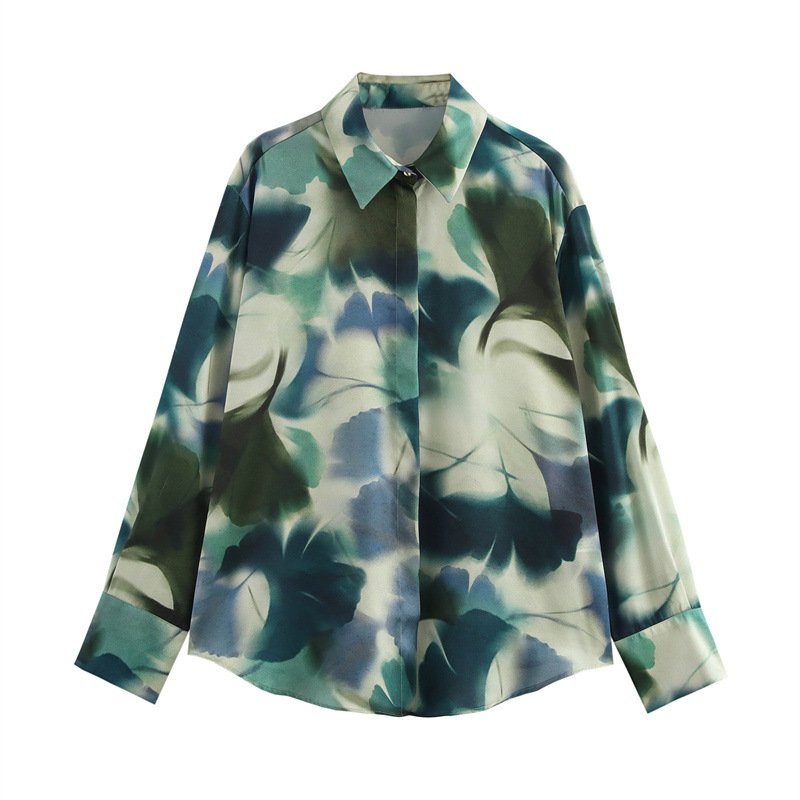 Retro Geometric Print Loose Casual Long-Sleeve Shirt