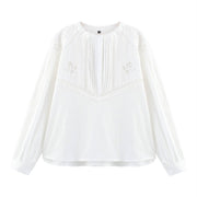 Chic Lace Embroidered Vertical Stripe Shirt