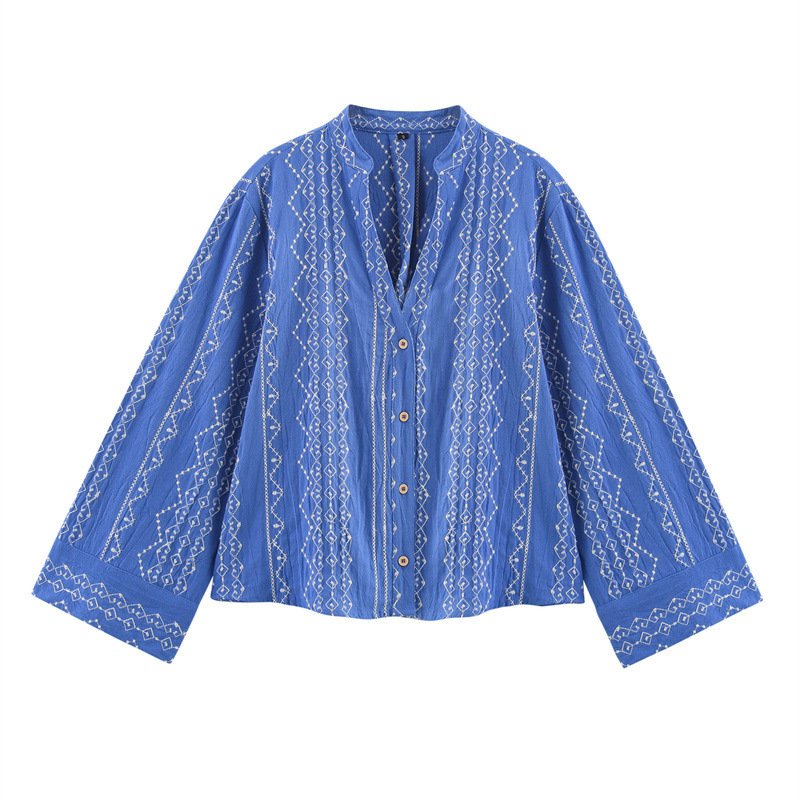 Boho Embroidered Long Sleeve Ethnic Cardigan Shirt