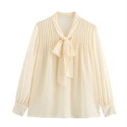 Chic V-Neck Long Sleeve Bow Top