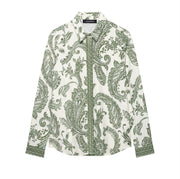 Retro Leaf Print Long Sleeve Shirt for Women