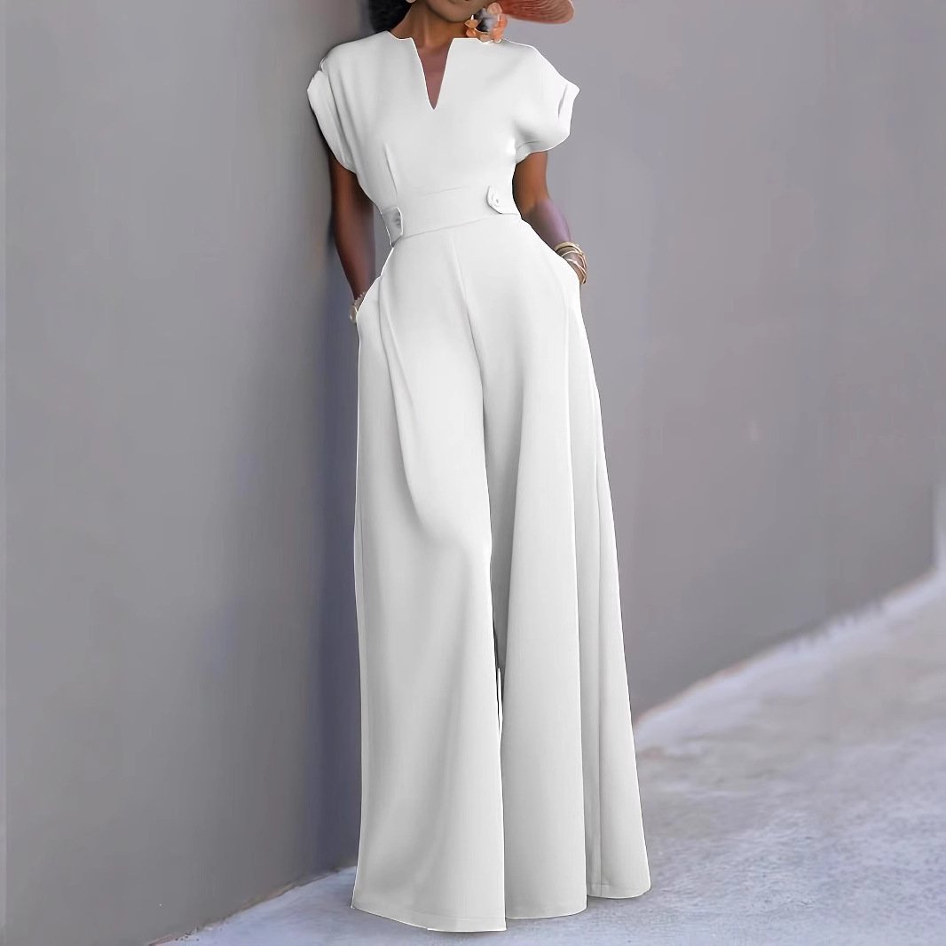 High Waist Wide Leg Solid Color Pants for Women