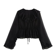 Chic Polka Dot Laminated Tulle Shirt for Women