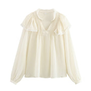 Chic Lace-Trimmed Slim Fit Streetwear Button-Down Shirt