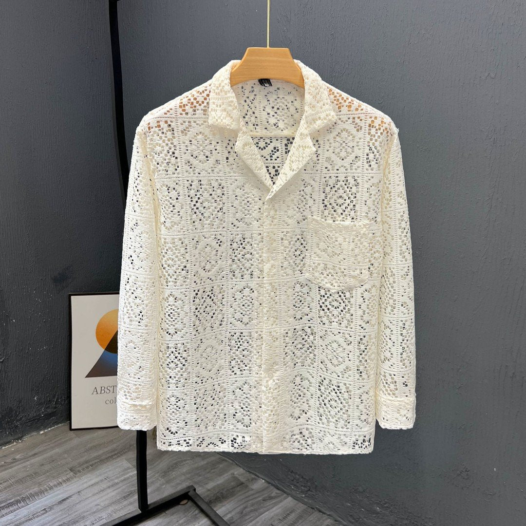 Men's Breathable Hollow Long Sleeve Summer Shirt