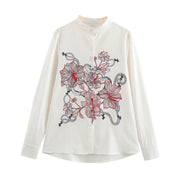 Retro Fireworks Print Long Sleeve Round Neck Shirt