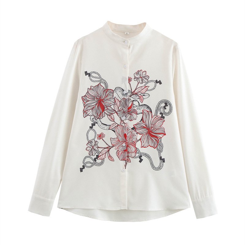 Retro Fireworks Print Long Sleeve Round Neck Shirt