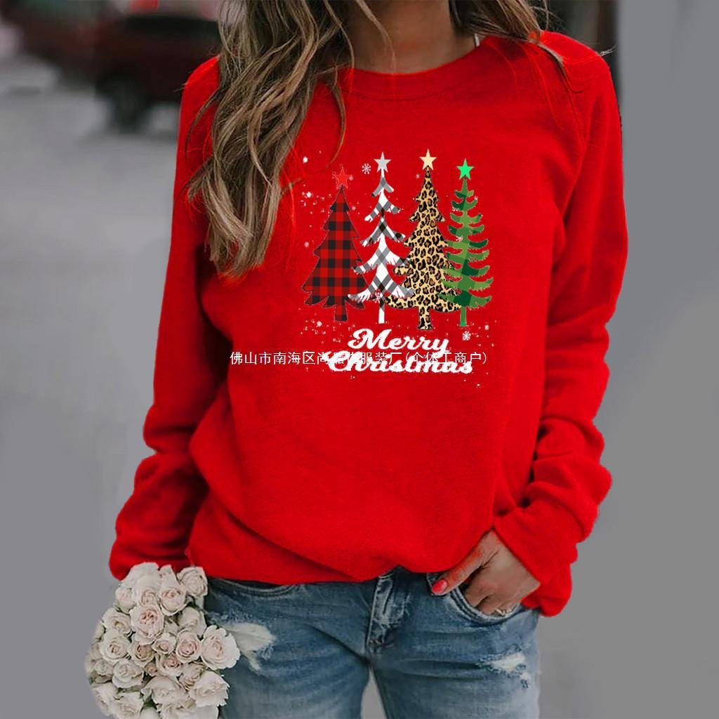 Women's Printing Crew Neck Long Sleeve Sweater