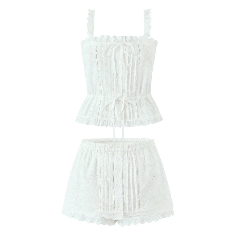 Retro Embroidered Skirt Top Culottes