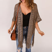 Chic Boho Tassel Mid-Length Chiffon Blouse