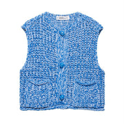 Solid Color Thick Needle Knit Casual Short Vest for Women