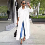 Plus Size Solid Color Loose Long Sleeve Blouse