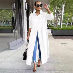 Plus Size Solid Color Loose Long Sleeve Blouse