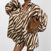 Chic Printed Two-Piece Shirt and Shorts Set