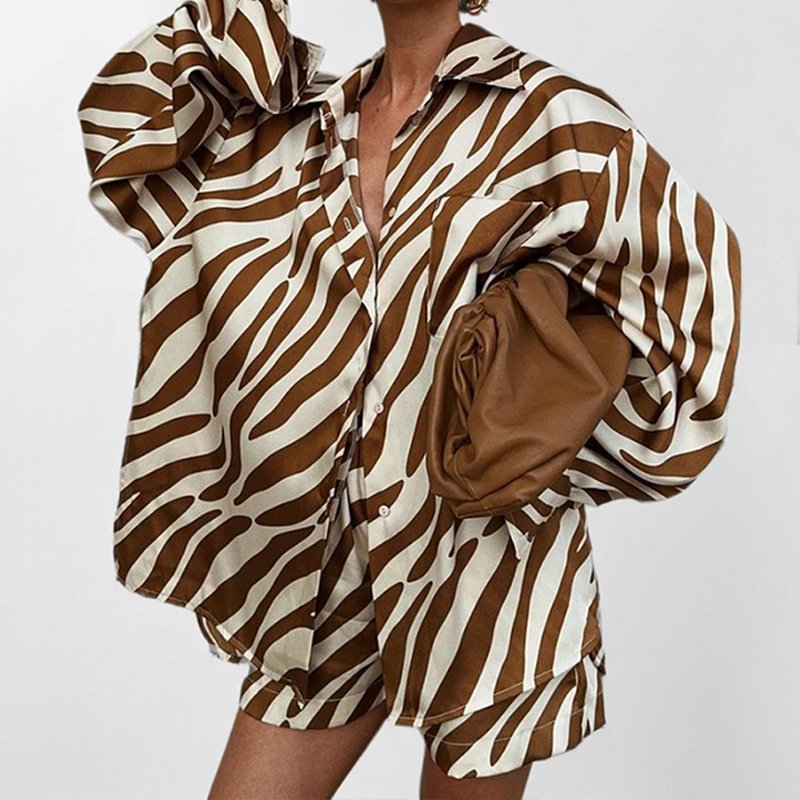 Chic Printed Two-Piece Shirt and Shorts Set