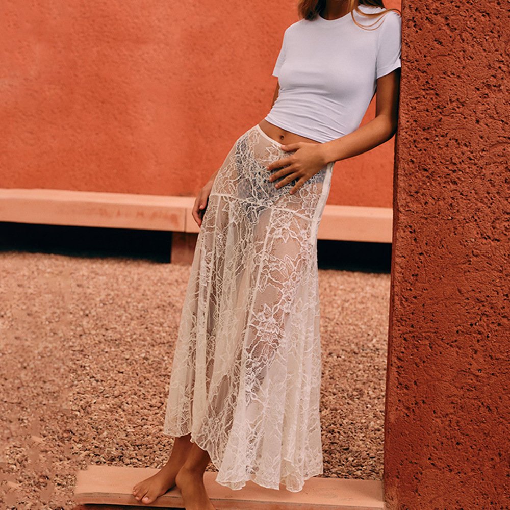 Lace Jumpsuit for Women - Pure White Color