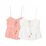Retro Chic Linen Blend Cami Tops for Women