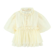 Chic Puffed Sleeve Lace-Up Doll Blouse
