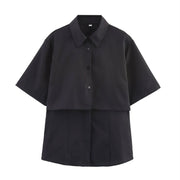 Chic Two-Layer Short-Sleeve Lapel Casual Shirt