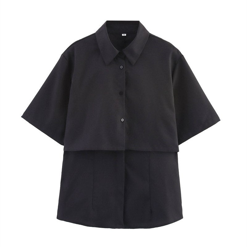 Chic Two-Layer Short-Sleeve Lapel Casual Shirt