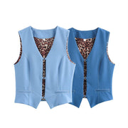 Lightweight Stretch Denim Vest Jacket for Women