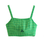 Retro Sling Top with Hollow-out Back Zipper