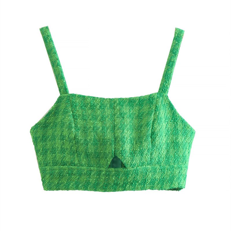 Retro Sling Top with Hollow-out Back Zipper