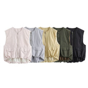 Loose Fit Pleated Vest for Women