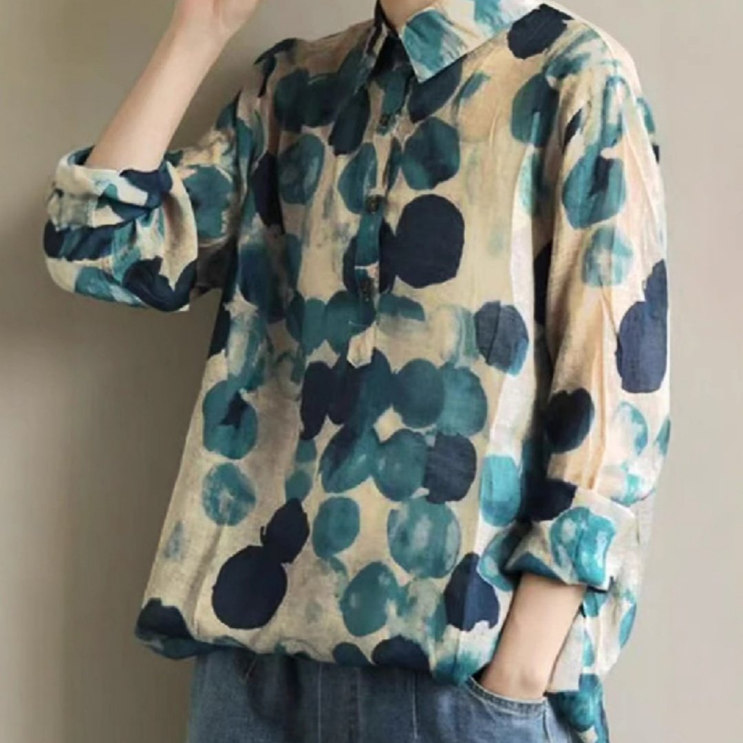 Retro Cotton Linen Lapel Shirt Casual Art Blouse