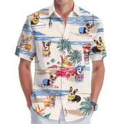 Men's 3D Digital Print Short Sleeve Cardigan Shirt