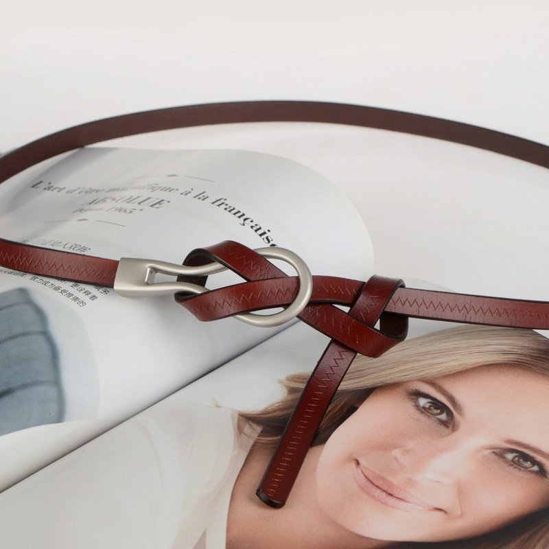 Women's Cowhide Leather Belt with Alloy Buckle