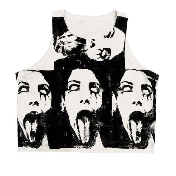 Pattern Printed Women's Vest, Slim Fit, Short Sleeve