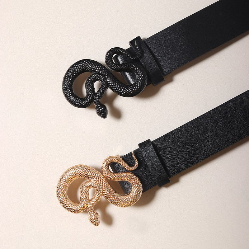 Gold Snake Buckle Punk Belt