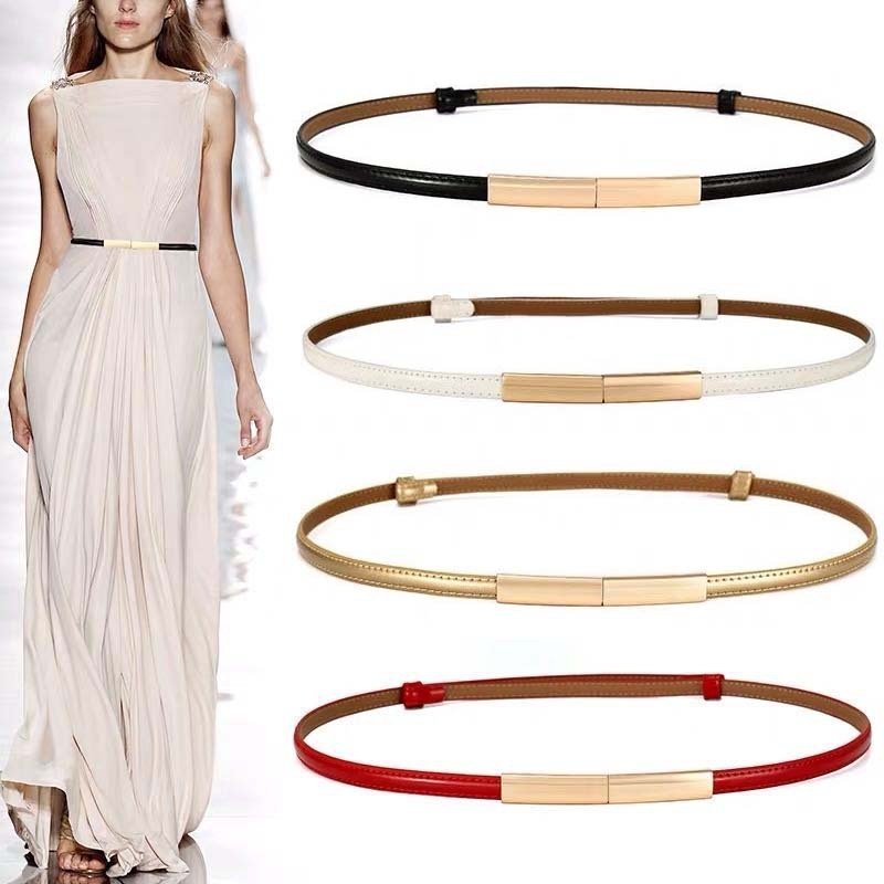 Fashion Thin Leather Belts for Women with Alloy Buckles