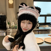 Warm Striped Earmuffs for Women - Cute Bow Design