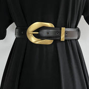 Retro Metal Buckle Women's Belt - Classic Leather Design
