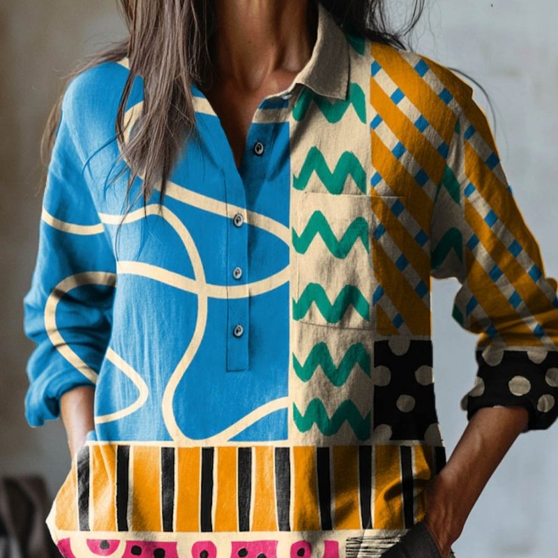Women's Casual Printed Polo Shirt