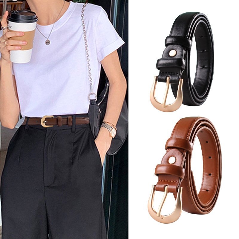 Brown Casual Belt for Women, Simple Jeans Ornament Pant Belt