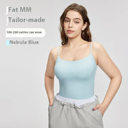 Plus Size Nude-Feel Yoga Vest with Built-In Bra