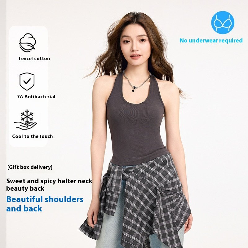 Antibacterial Lyocell Cool-Feeling Padded Vest Top